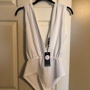 White Plunge Bodysuit
